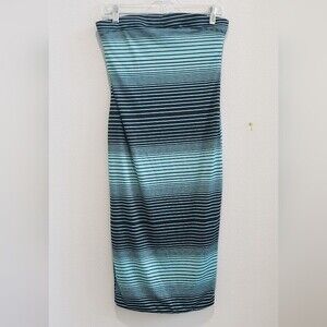 OBJEX strapless dress with stripe print size large